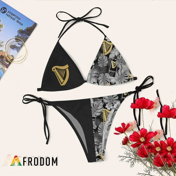 Tropical Floral Guinness Beer Triangle Bikini Set Swimsuit