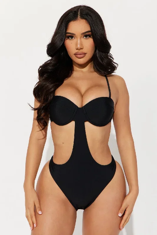 Tyra Cut Out 1 Piece Swimsuit  - Black