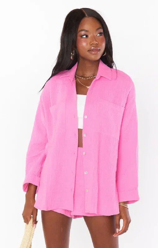 Weekday Button Up ~ Bubblegum Gauze