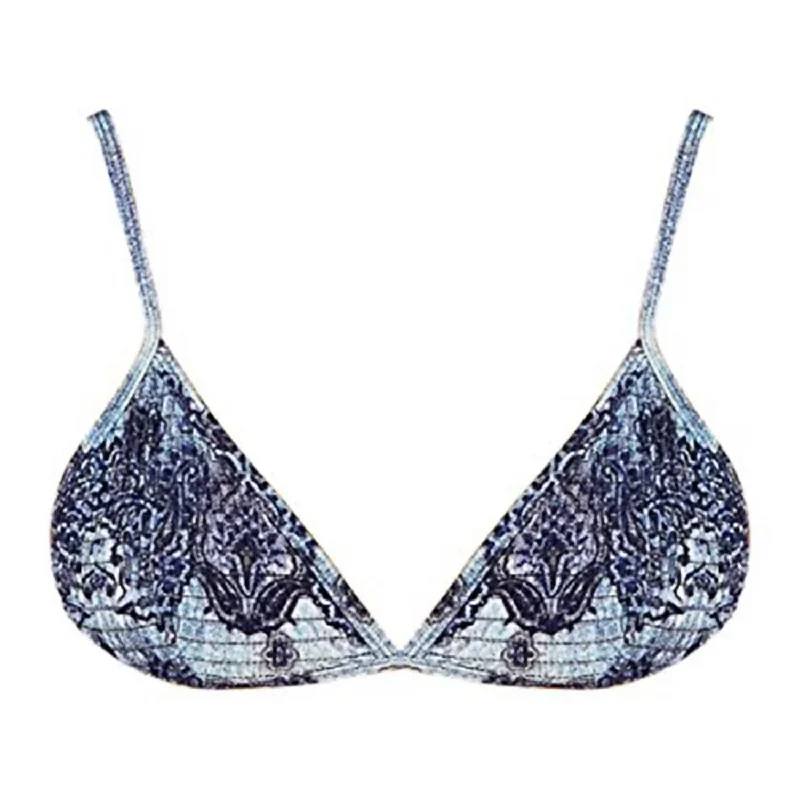 Women Open Eyes Ruched Bikini Top In Blue