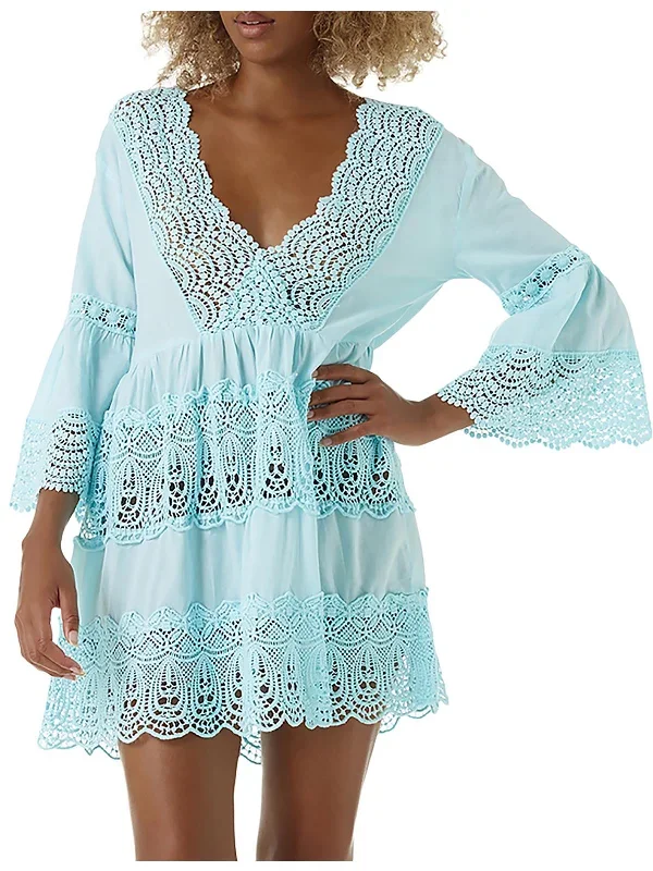 Womens Crochet Trim Mini Cover-Up