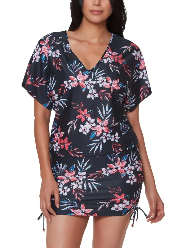 Womens Floral Print Caftan Cover-Up