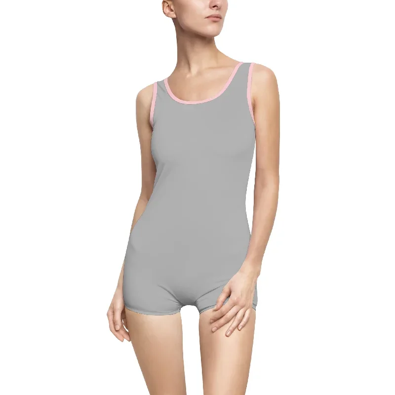 Women's Vintage Swimsuit Light Grey.